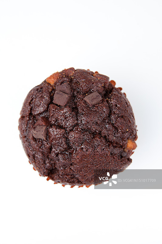 一个巧克力松饼的特写镜头图片素材