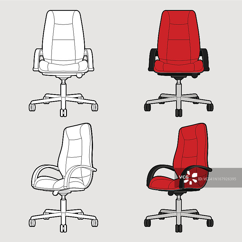 办公椅-轮廓&卡通图片素材