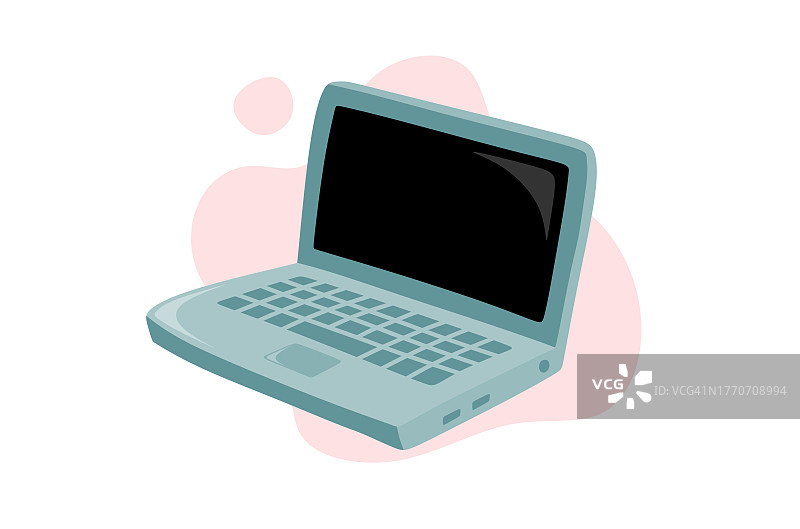 可爱的笔记本电脑笔记本孤立的白色背景平面色彩卡通风格。图片素材