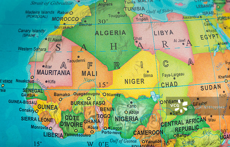 撒哈拉和撒哈拉以南国家地图图片素材