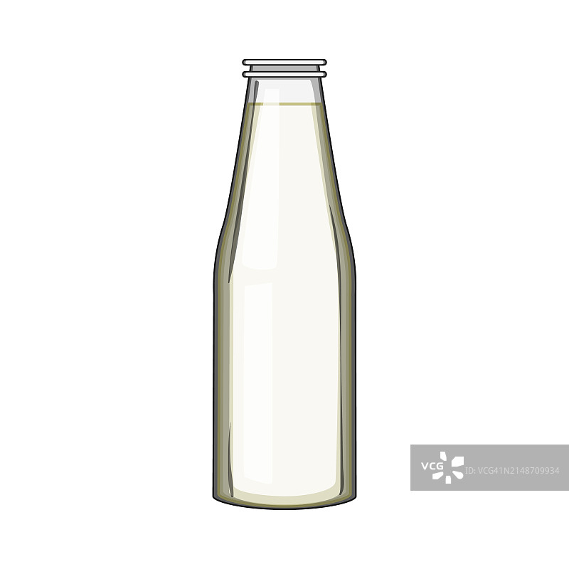 喝牛奶瓶卡通矢量插图图片素材