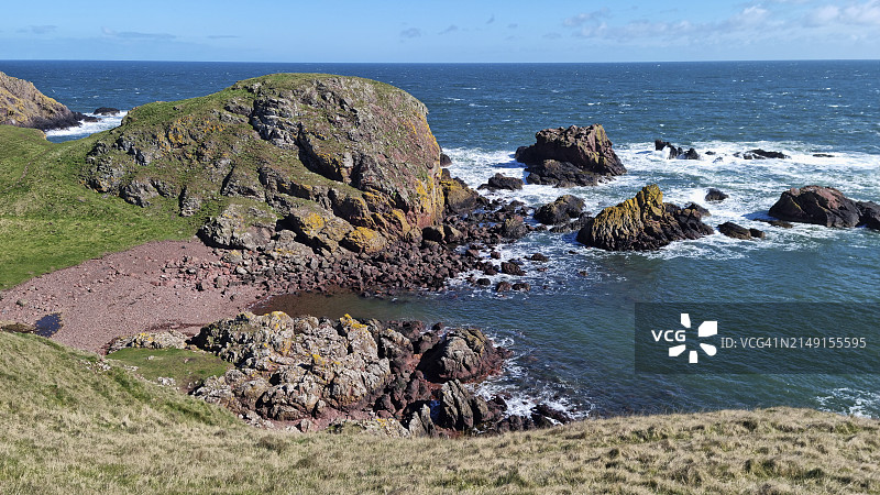 苏格兰圣Abb头国家自然保护区的岩石海岸线图片素材