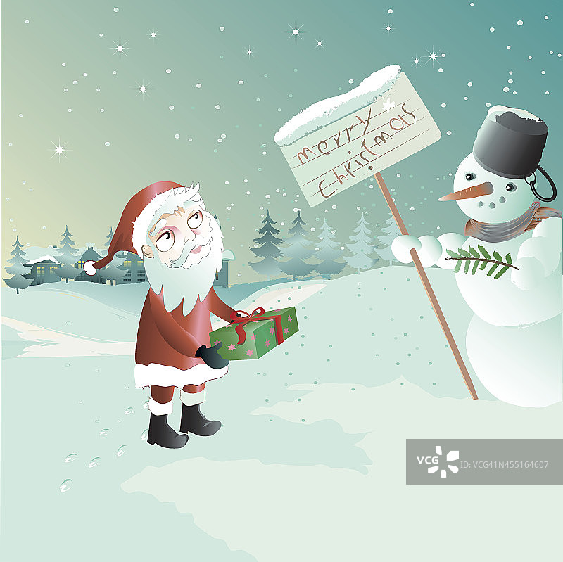 圣诞老人和雪人图片素材