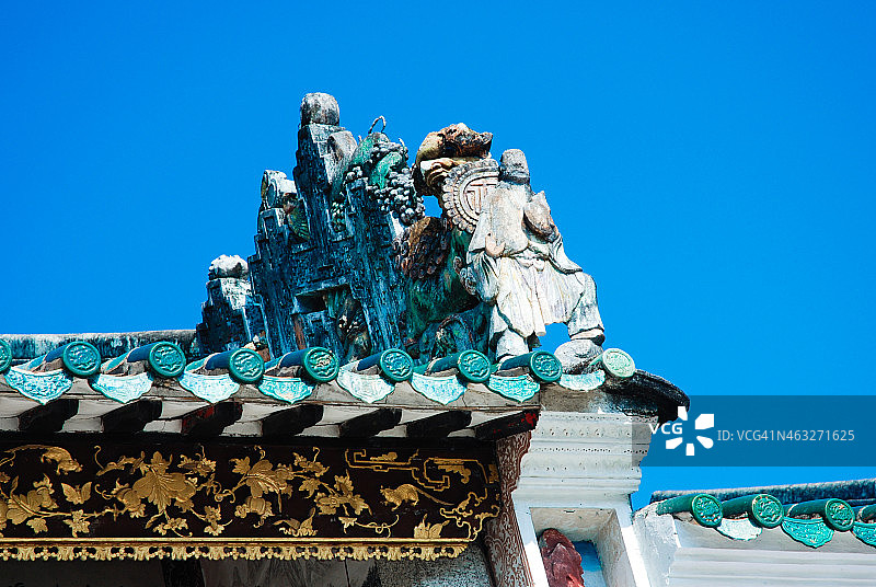 蓝天白云，中国古建筑图片素材