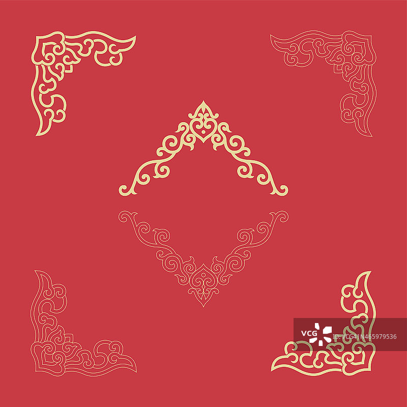 红色背景配中国传统风格装饰图片素材