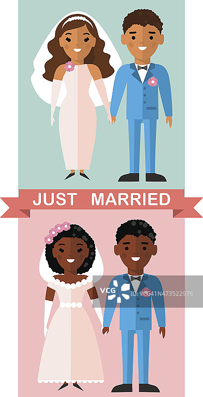 矢量插图的已婚非洲裔美国夫妇在爱。图片素材