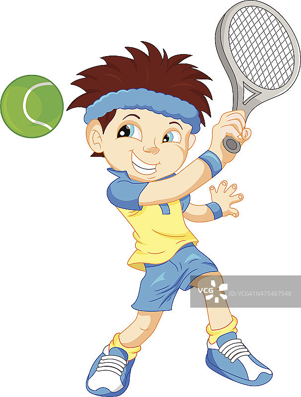 男孩网球运动员卡通图片素材