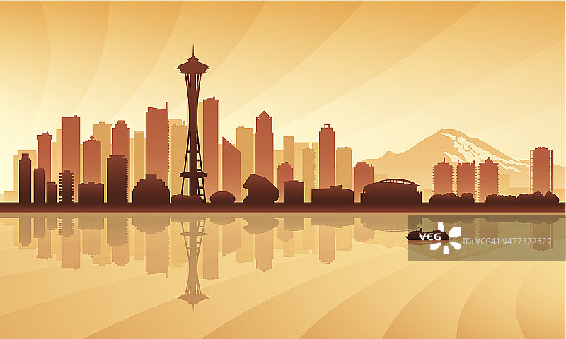 西雅图城市天际线剪影背景图片素材