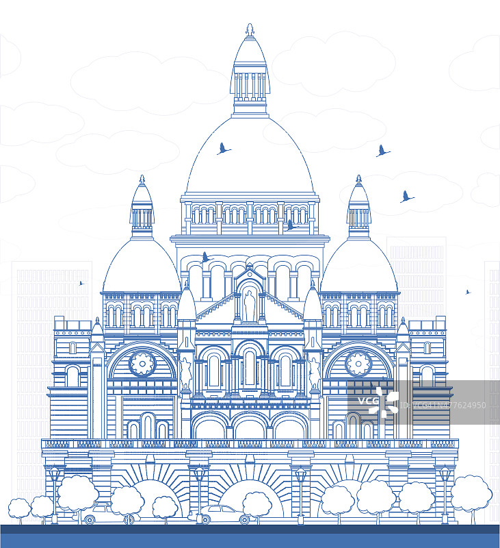 圣心大教堂的轮廓，巴黎，法国图片素材