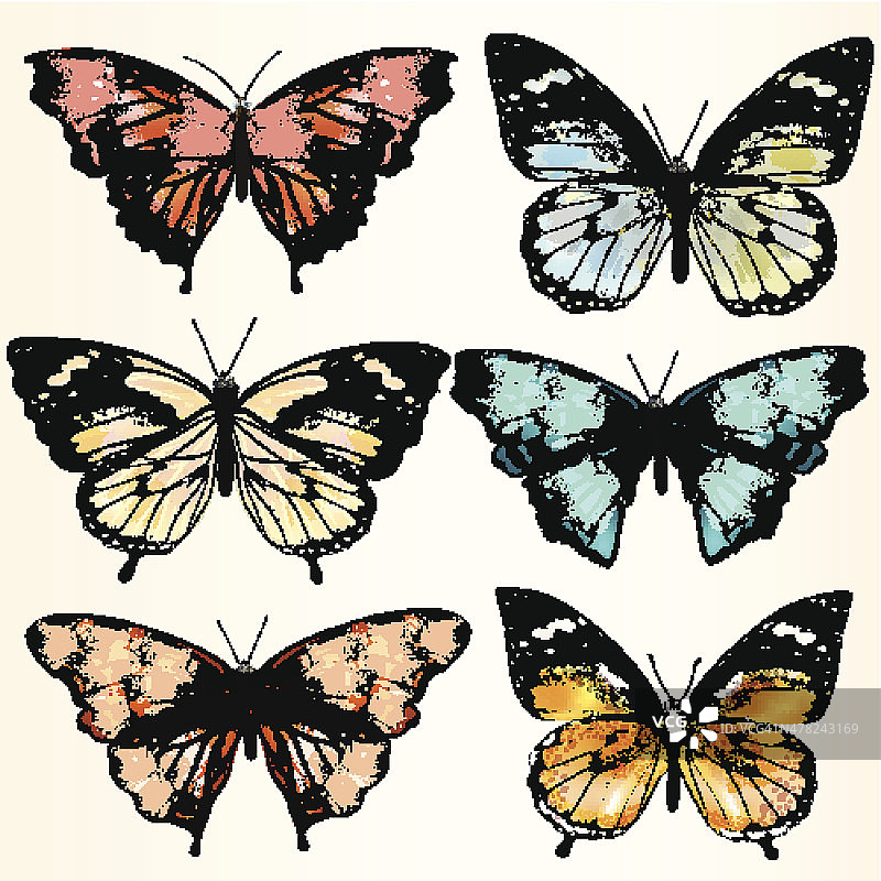 收集矢量彩色蝴蝶的设计图片素材