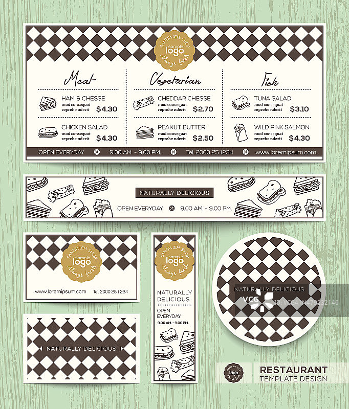 餐厅咖啡厅三明治菜单设计模板图片素材