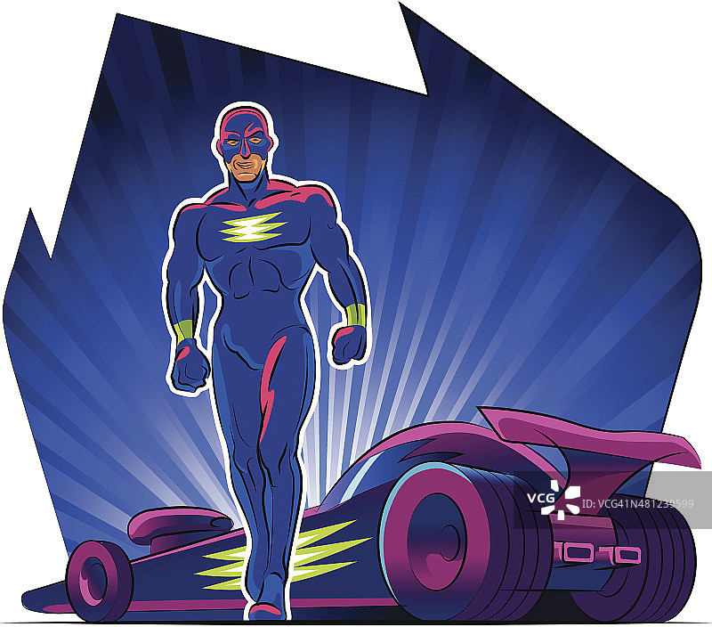 超级英雄。超级跑车。背景上的矢量插图图片素材