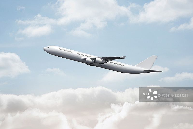 3D飞机在天空中起飞图片素材