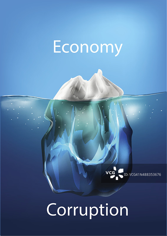 海洋中的冰山，概念的比较，经济与腐败图片素材