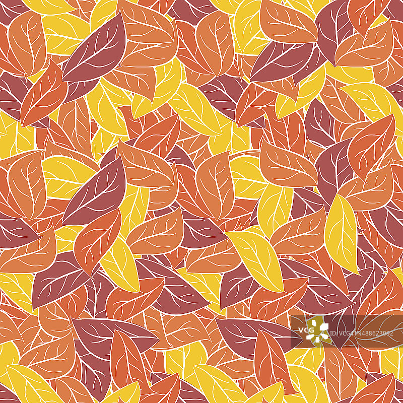 色彩柔和的秋叶。矢量无缝模式fa图片素材