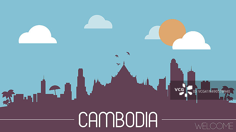 柬埔寨天际线轮廓图片素材
