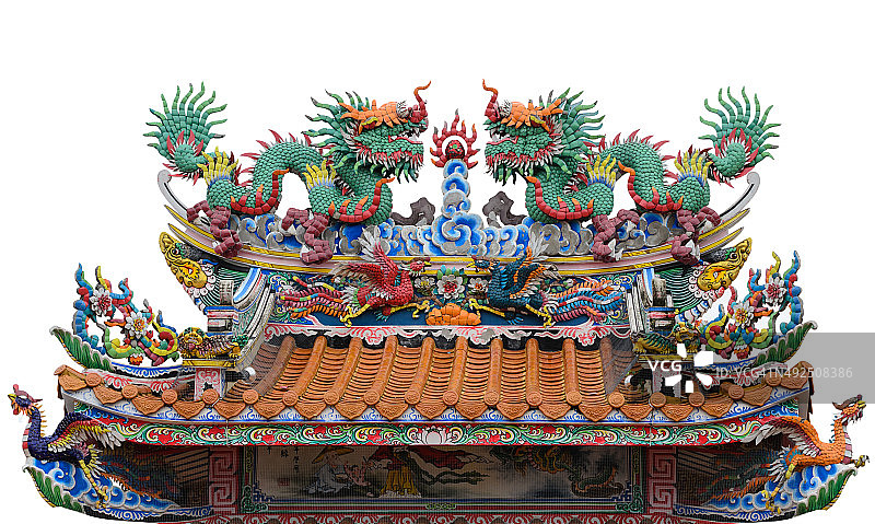 中国龙，泰国的中国寺庙。图片素材