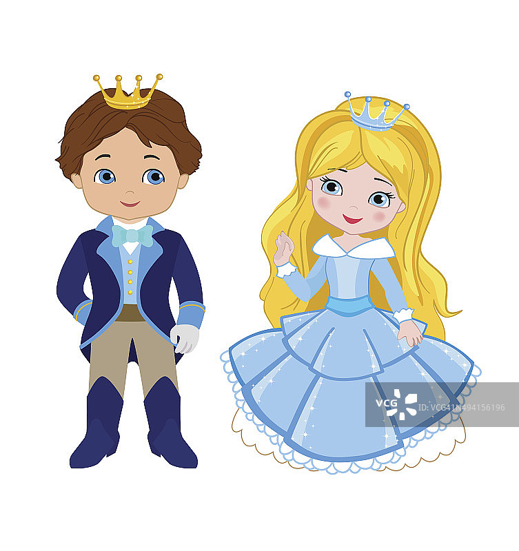非常可爱的王子和公主的插图图片素材