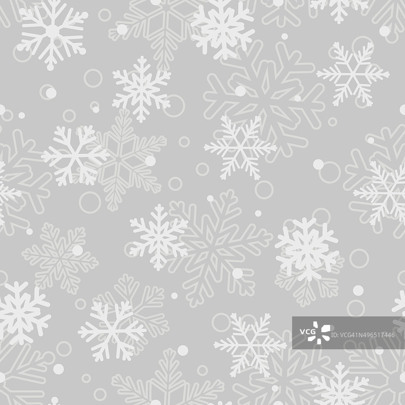 无缝的雪花图案，白上灰图片素材