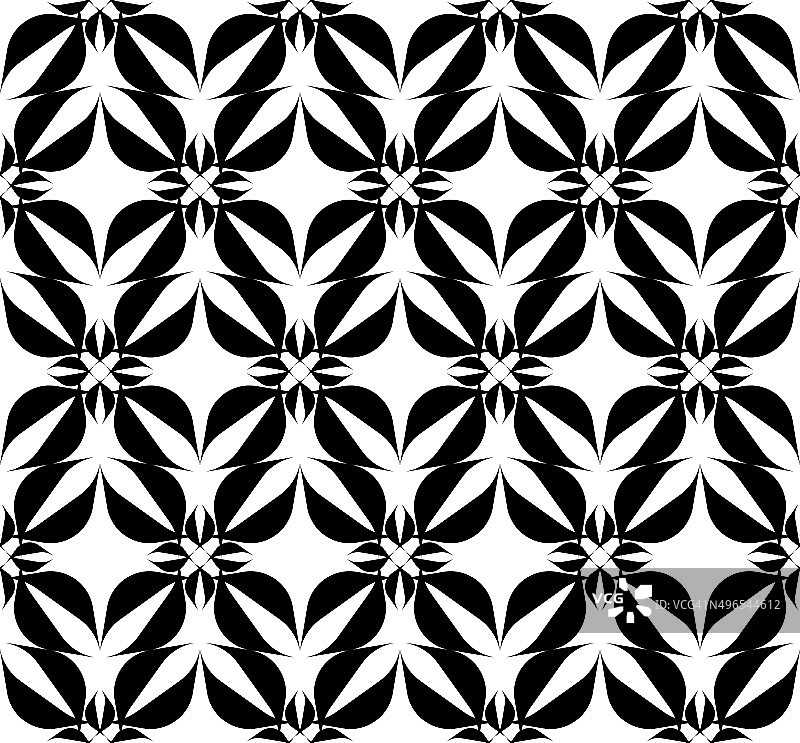 黑白几何无缝图案，抽象背景。图片素材