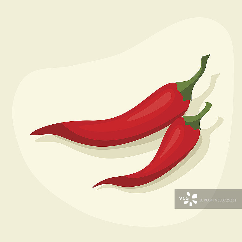 风格化的矢量插图新鲜成熟的辣椒。图片素材