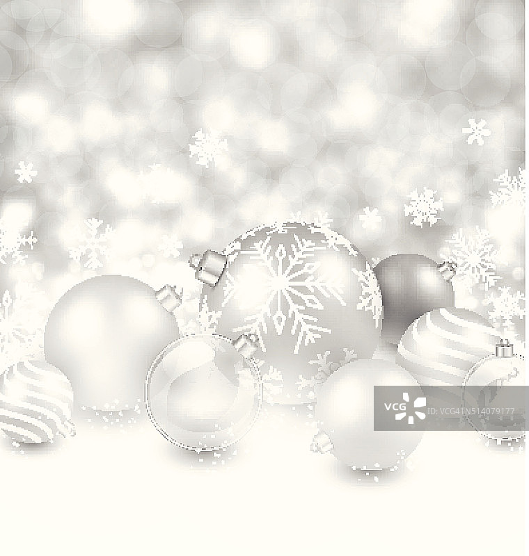 冬季背景银色圣诞球。图片素材