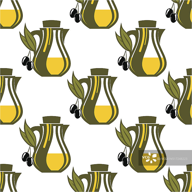 无缝模式的橄榄油酒瓶图片素材