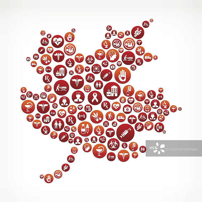 枫叶医疗保健红按钮图案图片素材