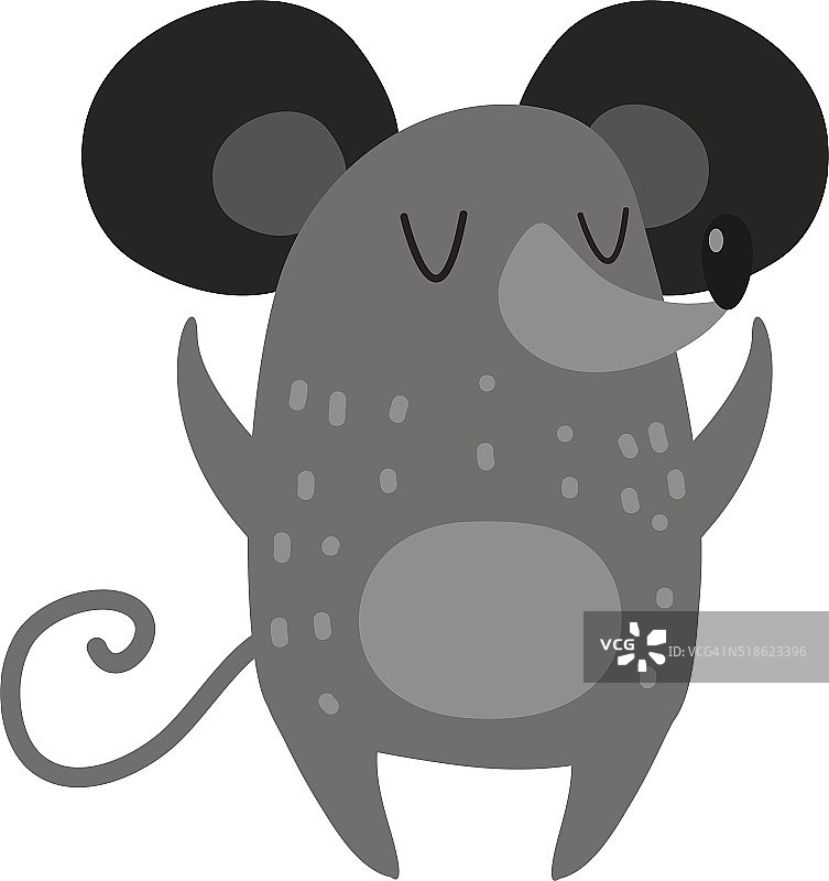 卡通微笑灰色的手画老鼠手臂伸出可爱的老鼠图片素材