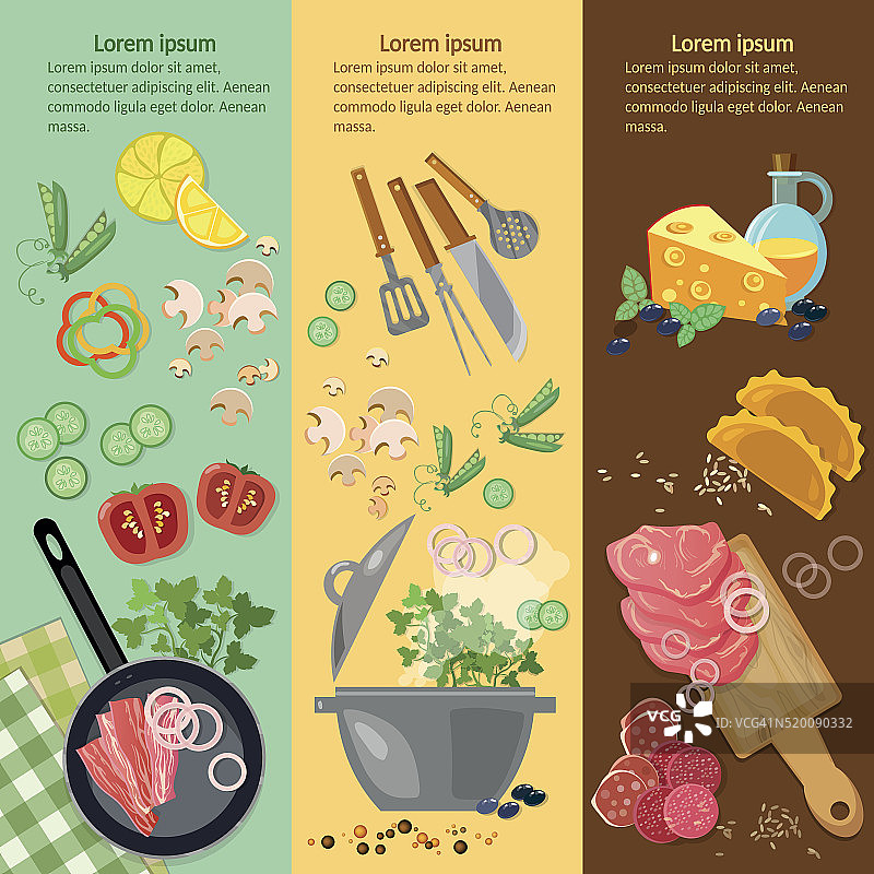 烹饪食品旗帜新鲜蔬菜配料图片素材