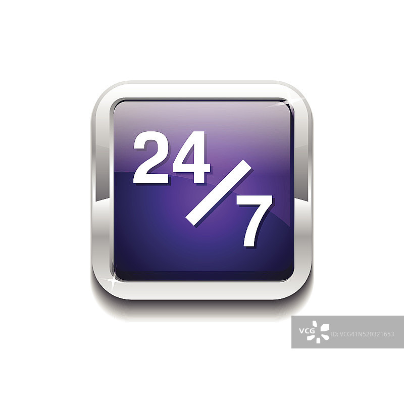 24小时7小时服务紫色矢量图标按钮图片素材