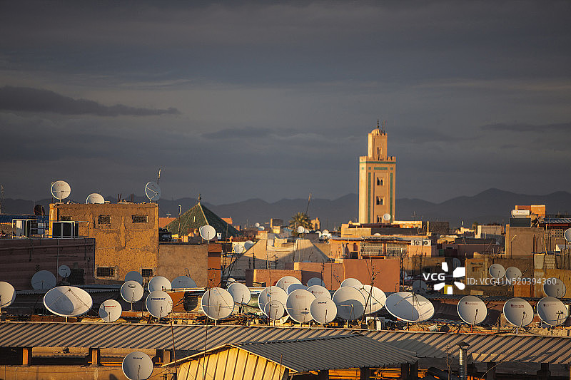 摩洛哥马拉喀什的卫星天线图片素材