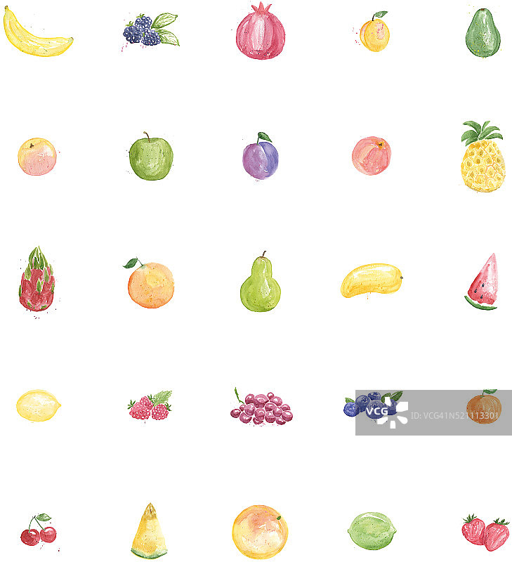 水果水彩集图片素材