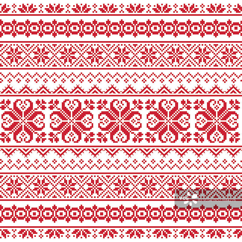 乌克兰、白俄罗斯红色无缝刺绣图案——维什凡卡图片素材