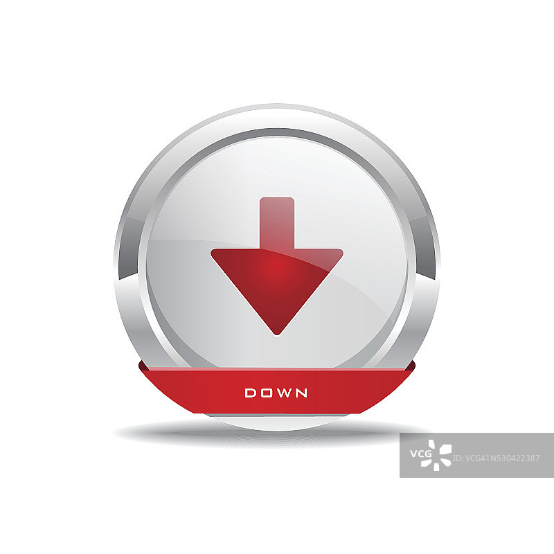 下键圆形矢量红色Web图标按钮图片素材