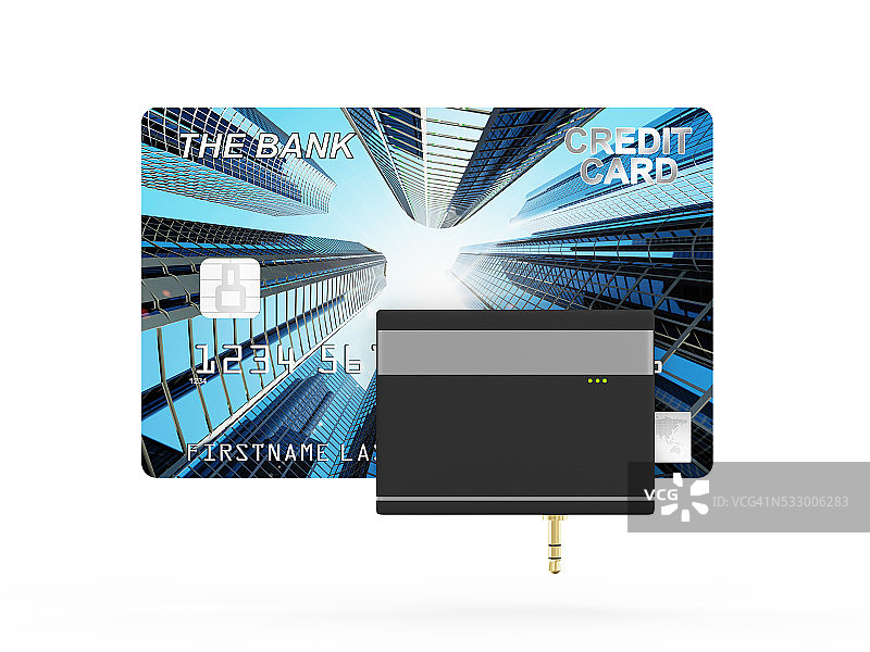 移动信用卡阅读器孤立在白色背景图片素材
