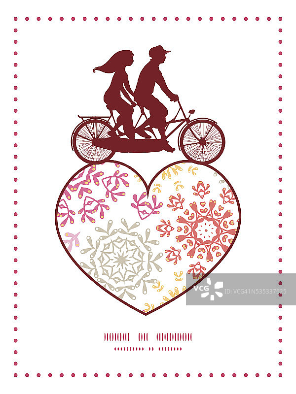 向量民间花圈抽象夫妇对双人自行车心图片素材