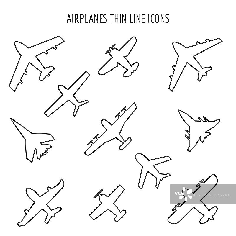 飞机细线图标图片素材