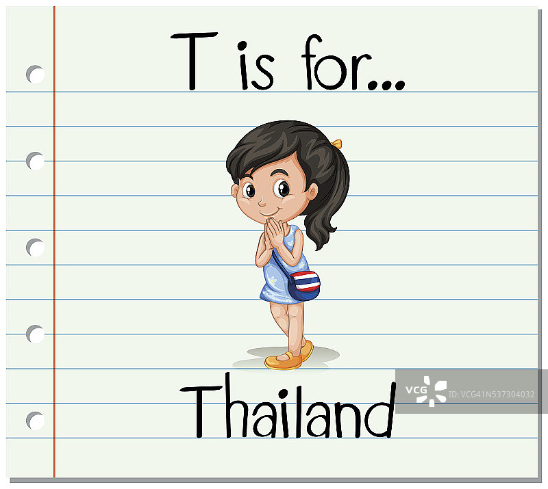 识字卡片上的字母T代表泰国图片素材