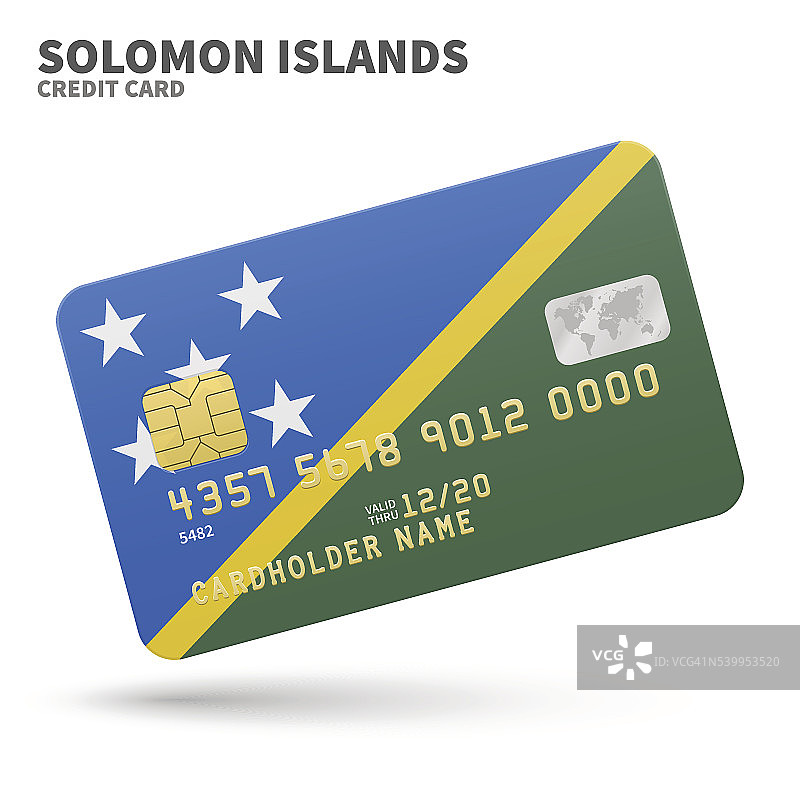 信用卡与所罗门群岛旗帜背景银行，介绍图片素材