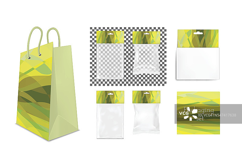 透明空塑料和纸包装。空白袋图片素材