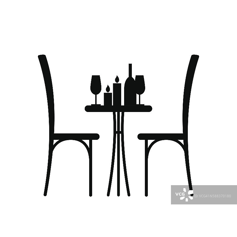 餐厅的一张两人桌图片素材