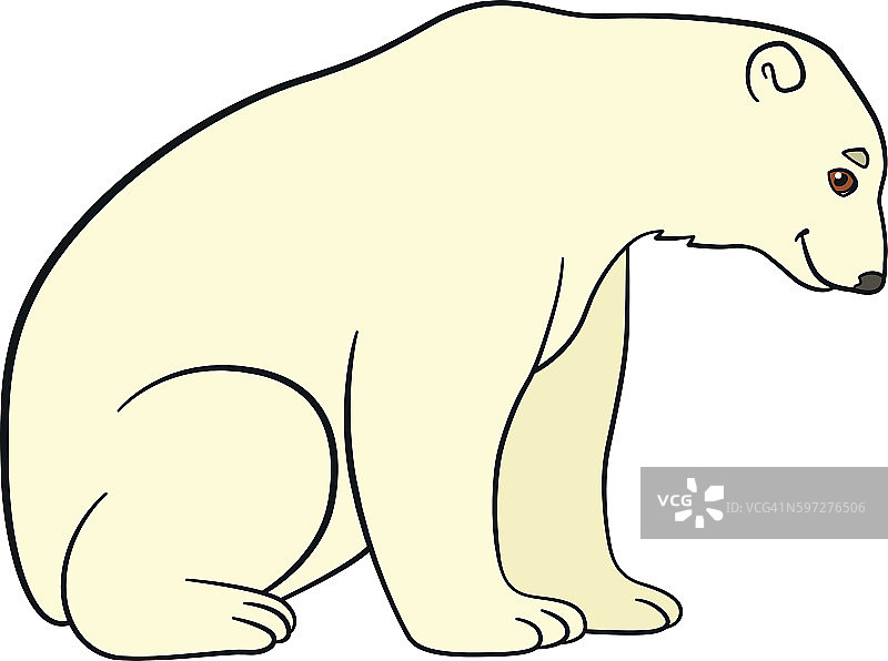 卡通动物。可爱的北极熊微笑着。图片素材