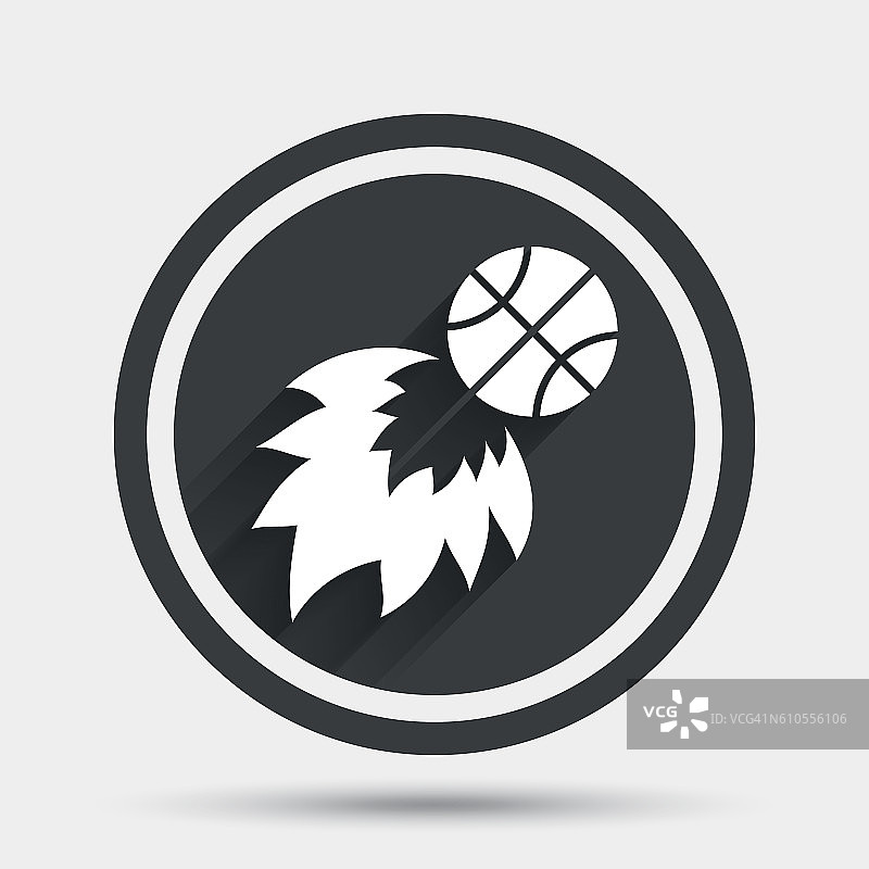 篮球火球标志图标。运动的象征。图片素材