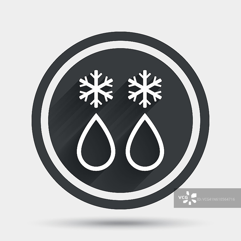 除霜标志图标。从冰到水的象征。图片素材