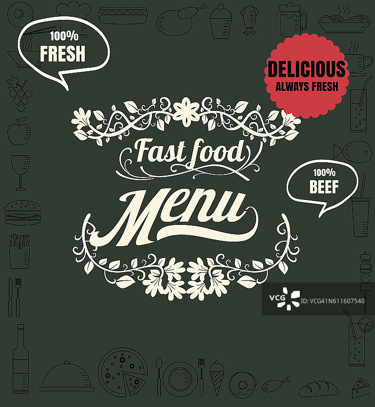 餐厅快餐菜单汉堡在黑板矢量格式ep图片素材