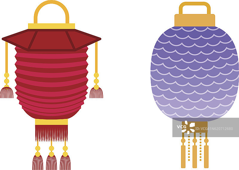 中国灯笼矢量插图。图片素材