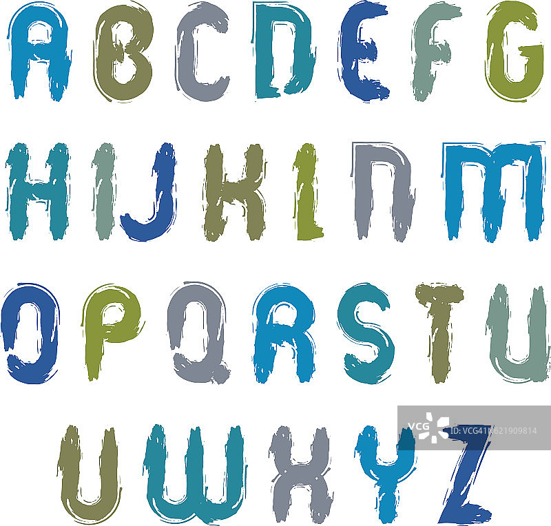 矢量复古亚克力字体，手写水彩大写字母图片素材