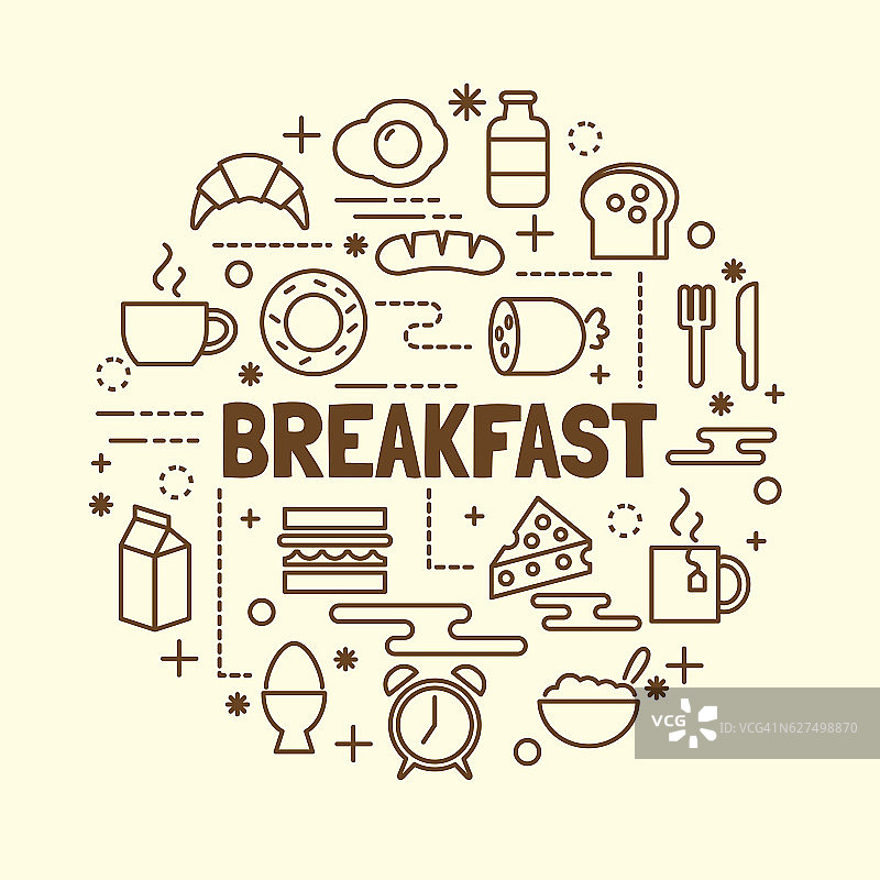 早餐最小细线图标设置图片素材