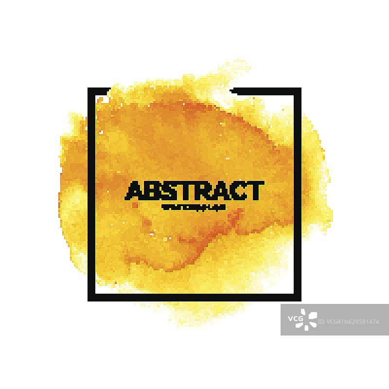 抽象黄色水彩飞溅与方形框架图片素材